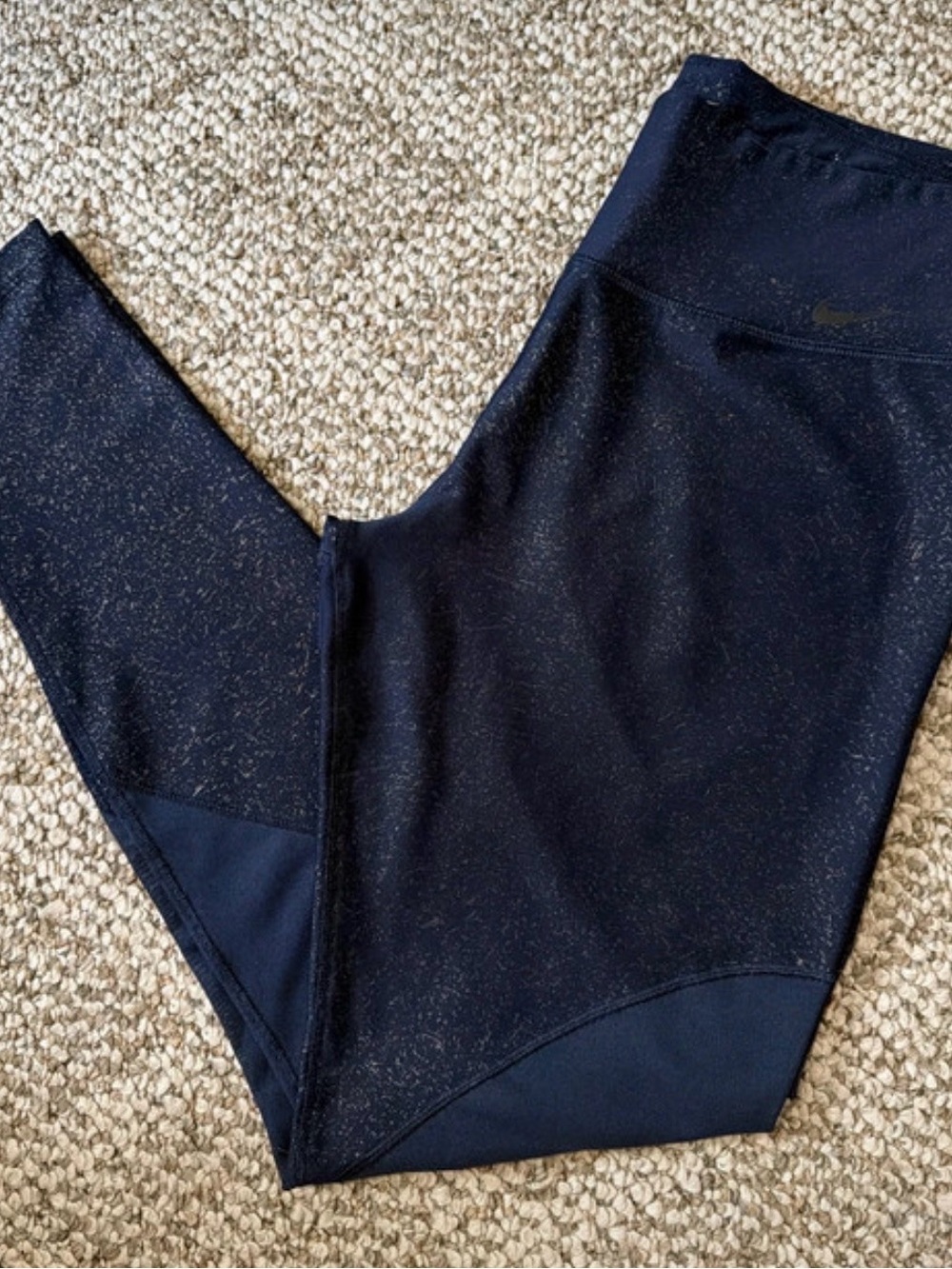 Nike Navy Sparkle and Sheer Leggings Sz L